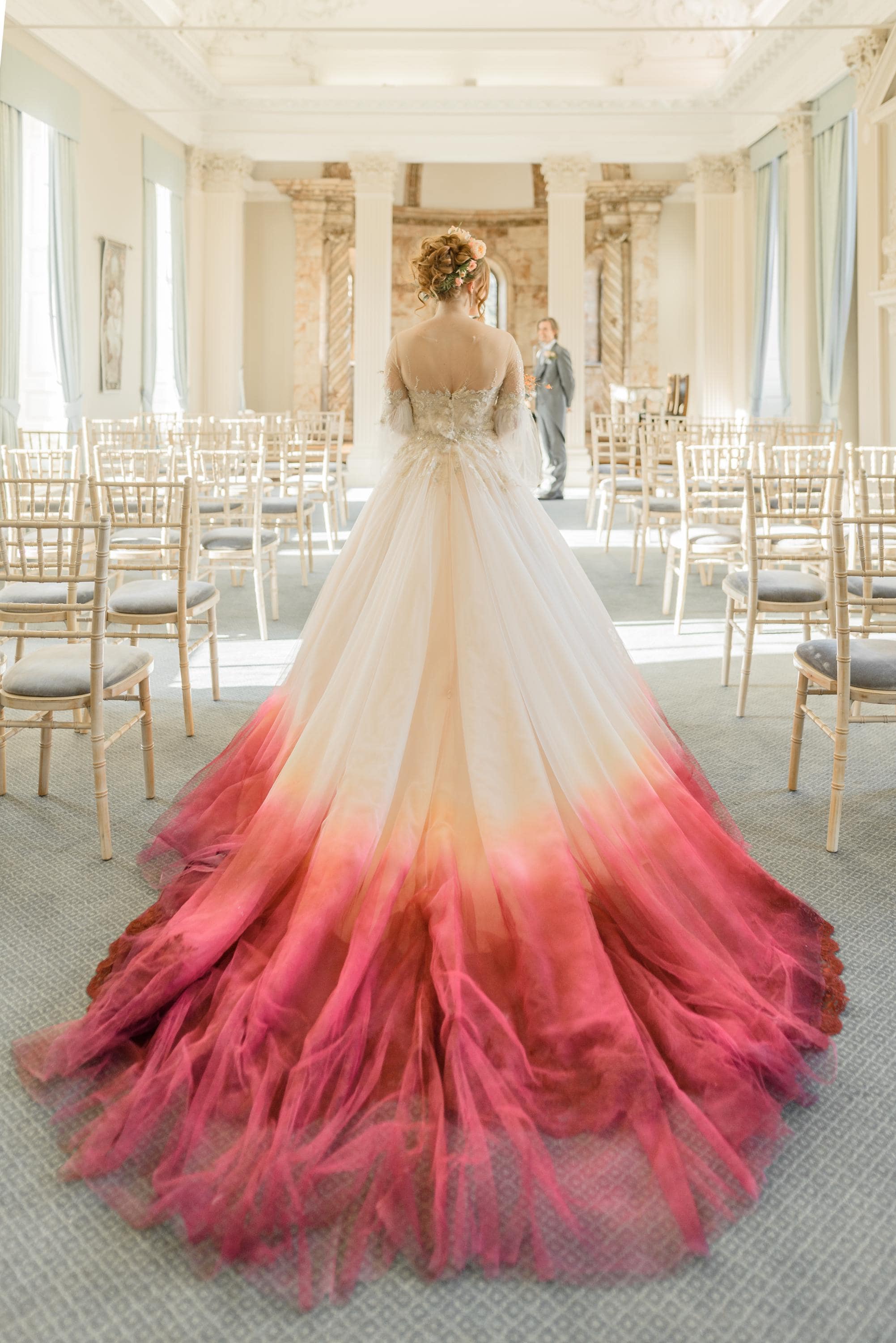blush pink ombre wedding dress Blush Pink Wedding Blush Ombre Wedding Dress A-Line Spaghetti Straps Ombre  Blush Lace Prom Wedding