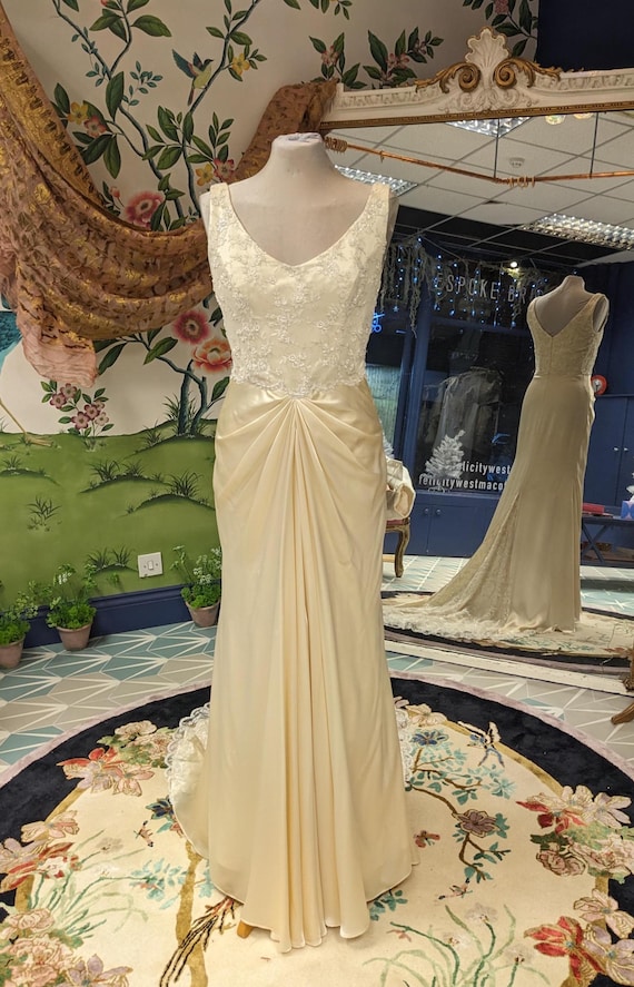 slim fit dress slacks Rhea Gold Embroidered Ball Gown Wedding Dress – A & M Enterprises Bridal main image 1