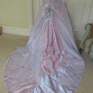 Lila Flieder Taft Brautkleid mit silberner Spitze Bolero, UK Größe 8/10 Bild 5