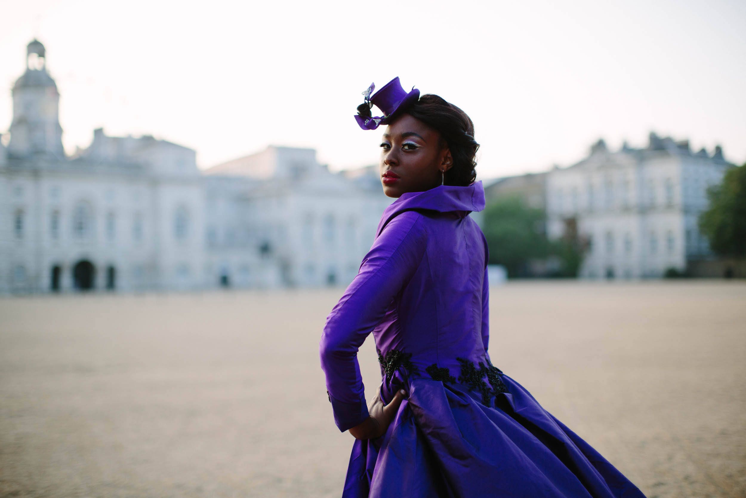 cadbury purple dress clothing Cadbury Purple Silk Wedding Coat Dress, Black Lace, Beaded, Bespoke