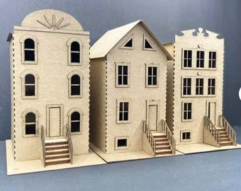 Putz Brownstone kit - 3 pre-cut buildings - Ships from USA