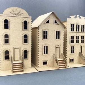 Putz Brownstone kit 3 pre-cut buildings Ships from USA image 1