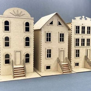 Putz Brownstone kit - 3 pre-cut buildings - Ships from USA