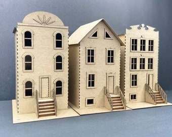 Putz Brownstone kit - 3 pre-cut buildings - Ships from USA