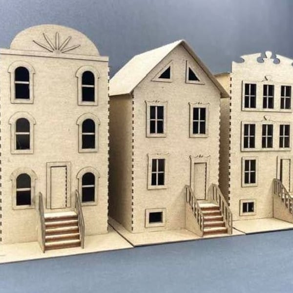 Putz Brownstone kit - 3 pre-cut buildings - Ships from USA