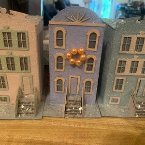 Putz Brownstone kit 3 pre-cut buildings Ships from USA image 4