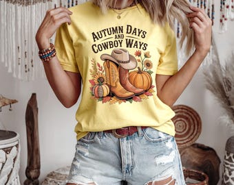 Cowgirl Fall T-Shirt: Western Pumpkin Tee, Autumn Rodeo Shirt