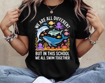 Inclusie-leraarshirt: T-shirt diversiteit klas - motiverende afbeelding