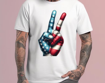 Retro Peace Sign Graphic Tee: 70s Hippie Style Shirt, Vintage Patriotic T-Shirt