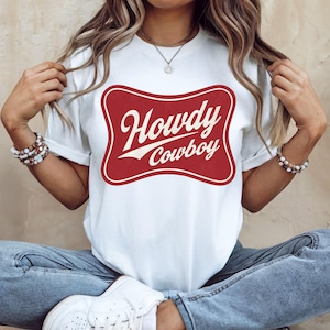 Howdy Cowboy Shirt, Western Graphic Tee, Country Vintage Rodeo Shirt, Cowgirl Aesthetic T-Shirt, Retro Southern Style Top
