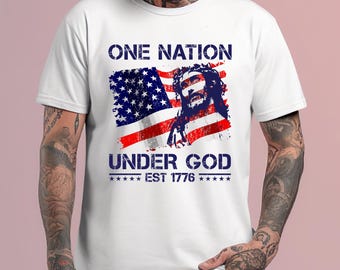 Distressed Christian American Flag T-Shirt: Patriotic Jesus Tee