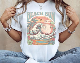 Retro Beach Bum T-Shirt: Küsten Hippie T-Shirt