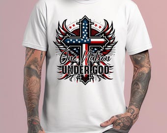 Camiseta cristiana patriótica: camiseta con gráfico de cruz y bandera estadounidense