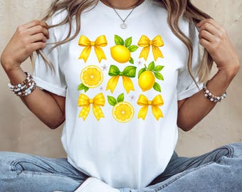 Camiseta con estampado de lazo de limón: Camiseta cítrica estilo cottagecore Y2K