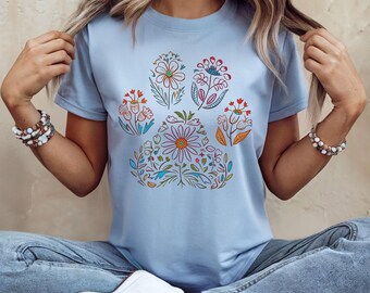 Floral Paw Print Shirt: Boho Dog Mom Gift, Animal Rescue Tee