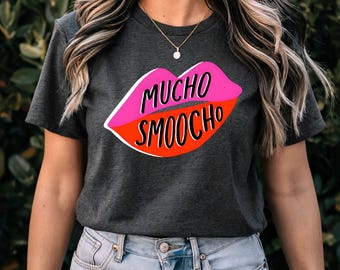 Mucho Smoocho Graphic Tee: Funny Lips Shirt, Flirty Sassy Style