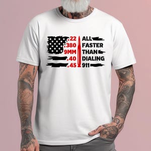 2nd Amendment T-Shirt: Ammo Caliber USA Flag Graphic Tee