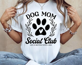 Dog Mom Social Club T-Shirt, Paw Print Graphic Tee
