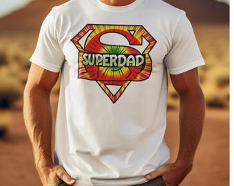 Superdad T-Shirt: Retro Tie-Dye Superhero Dad Gift