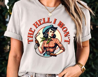 Camiseta com estampa de cowgirl vintage: camiseta sassy western rodeo