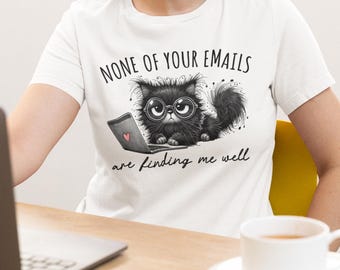 Funny Grumpy Cat Work From Home Shirt: Nerdy Remote Worker Tee