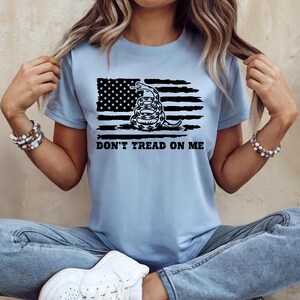 Distressed American Flag T-Shirt: Gadsden Snake - 2A Patriotic Tee