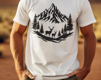 Rustic Mountain Deer Shirt: Outdoorsman Wildlife Graphic Tee
