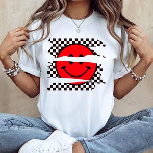 Vintage Smiley Face Trendy Graphic T-Shirt:  Funny Happy Face Tee for Kids and Adults