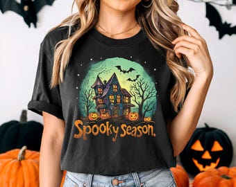 Vintage Haunted House Halloween Tee: Spooky Season Shirt