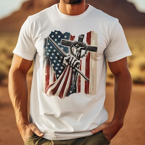 Christian Patriotic Shirt, American Flag Jesus Shirt, God and Country Tee, USA Cross Shirt, Religious Freedom Graphic T-Shirt