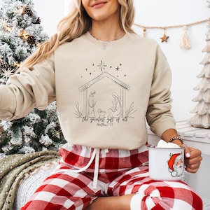 Christian Christmas Sweatshirt: Jesus Holiday Crewneck - Gift for Believers