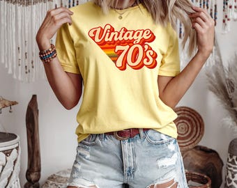 Vintage 70s Graphic T-Shirt: Retro Birthday Shirt, Nostalgic Seventies Party Tee