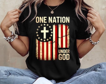 Christian Patriotic T-Shirt: USA Flag Cross, Faith & Freedom