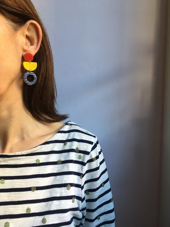 Navy Geo Shape Earrings Navy Geo Shape Earrings
