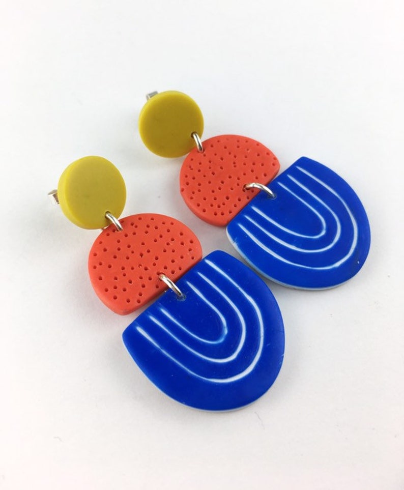 Handmade Funky Long Earrings in Primary Colours Contemporary Etsy