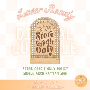 Store Credit Retro Rattan Arch Sign SVG, Glowforge Ready Laser Cut File (Digital Download)
