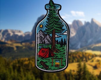 Camping Bottle Embroidered Patch – Adventure Hiking Gear