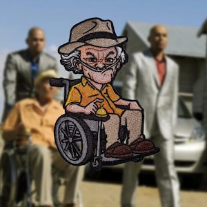 Breaking Bad Hector Salamanca-patch met klittenband – Cartel Grandpa-patch – Geborduurde klittenbandpatch met belletje in rolstoel