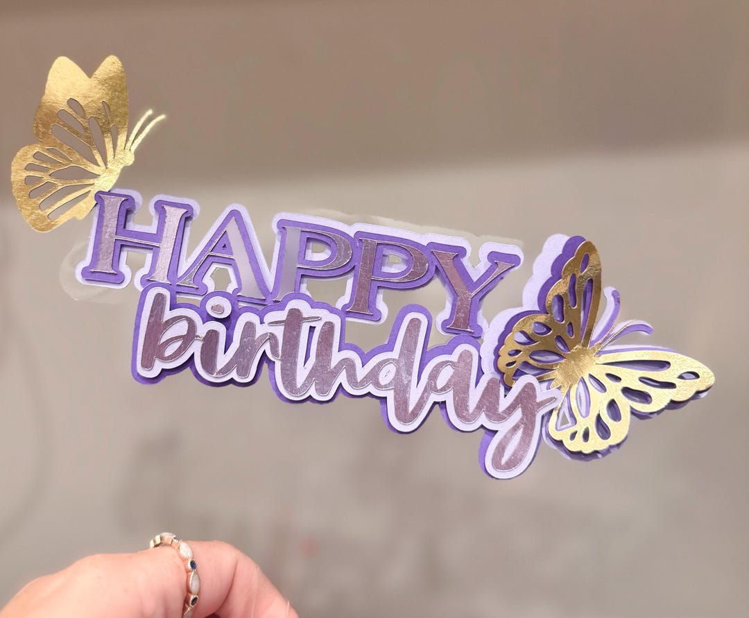 Buutterfly Topper Purple & Gold Butterfly Cake Topper: Elegant Birthday Decoration - Etsy
