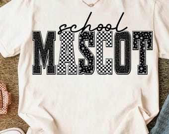 Custom Checkered Retro School Spirit PNG, Personalized Team Name PNG, Vintage School Pride Sublimation Design, Game Day Digital Download