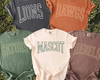Comfort Colors® Custom Mascot Shirt, Team Name School Spirit Gift, Back to School T-Shirt, Game Day Tee, Team name shirt