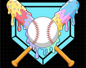 Baseball Ice Cream Drip Png, Baseball Drip Png, Baseball Svg, Baseball Shirt ,baseball Mom, Ice Cream Drip, Baseball Game Day, Sublimation