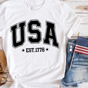 Arch USA est. 1776 Svg, Retro America Png, 4th Of July Dxf, 4th Of July Sublimation Design, Usa Varsity, Patriotic svg for Cricut Silhouette