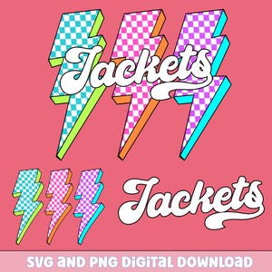 Jackets Png, Checkered Png, Retro Jackets Sublimation, Game Day Png, Jackets Shirt, Jackets Mascot Png, Neon Jackets Png, dtf Design