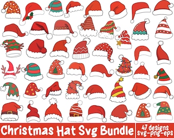 Christmas Svg Bundle, Christmas Svg, Santa Hat SVG Bundle, Santa Hat Png, Christmas Hat Svg, Christmas Cut Files, Santa Hat Digital Download