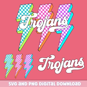 Trojans Png, Checkered Png, Retro Trojans Sublimation, Game Day Png, Trojans Shirt, Trojans Mascot Png, Neon Trojans Png, dtf Design