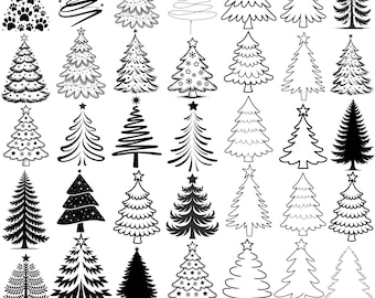 Christmas Tree Svg Bundle, Christmas Svg, Christmas Tree Clipart, Png, Christmas Ornaments Svg, Christmas Tree Silhouette, Instant Download
