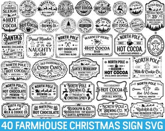 80+ Farmhouse Christmas Sign Svg, Vintage Christmas Svg Sign Bundle ...