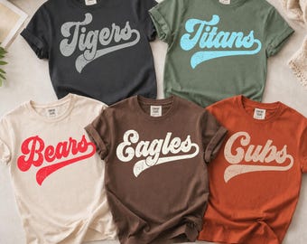 Comfort Colors® Custom School Mascot T-Shirt, Custom Name Gifts For Back To School, Custom Sports Tee, Game Day shirt, Custom Sports