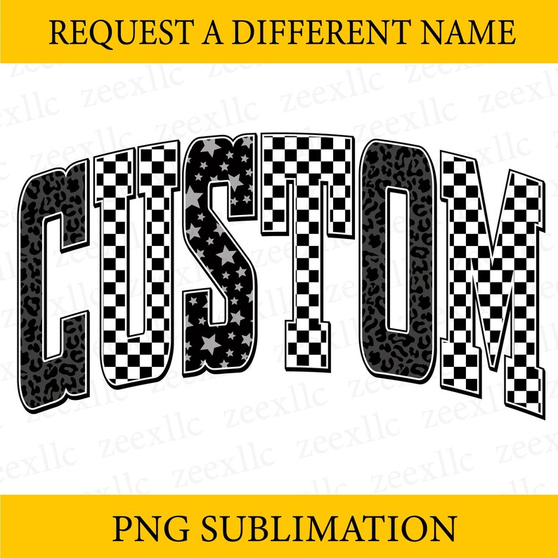 Team Name Graphics Personalized Team Name PNG: Checkered Star Leopard Letters (digital ...